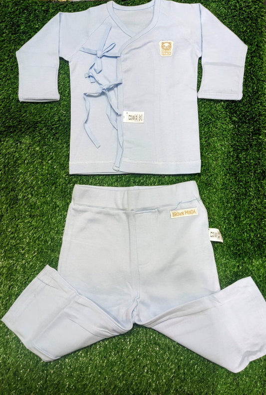 Sky Blue Organic Cotton Baby Clothing Set – Open Shirt & Trousers | Art No. CM0016-10