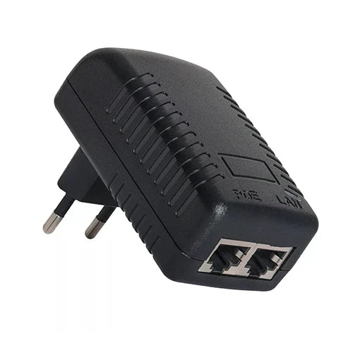 DC 48V 0.5A PoE Injector Adapter – Wall Plug Ethernet Power Supply for IP Cameras, VoIP Phones, and Access Points