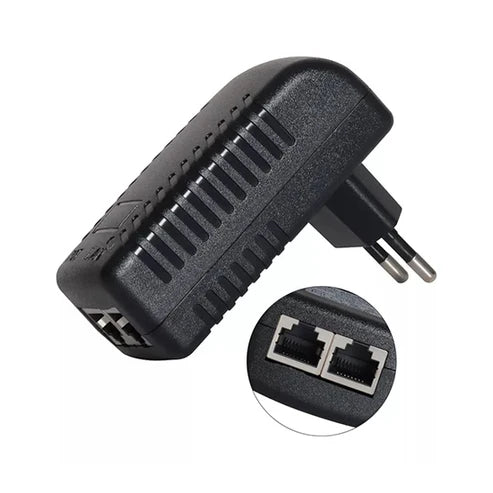 DC 48V 0.5A PoE Injector Adapter – Wall Plug Ethernet Power Supply for IP Cameras, VoIP Phones, and Access Points