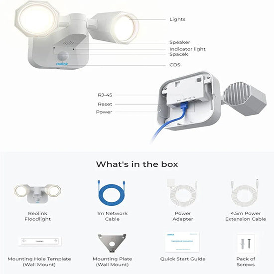 Reolink Floodlight WIFI Floodlights for Reolink  wifi Smart Plug, Smart PIR Detection, 2000 Lm WITHOUT BOX