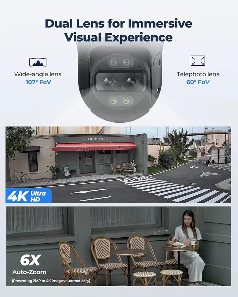 REOLINK PTZ Security Camera System 4K, IP PoE 360 Camera with Dual-Lens, Auto 6X Hybrid Zoomed Tracking, 355 Pan & 90 Tilt, Outdoor Surveillance, AI Detection, TrackMix PoE (Without box)