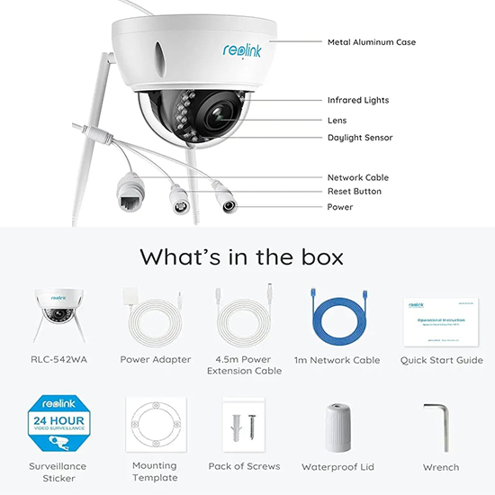 REOLINK RLC-542WA - 5MP HD Outdoor Camera for Home Security without box