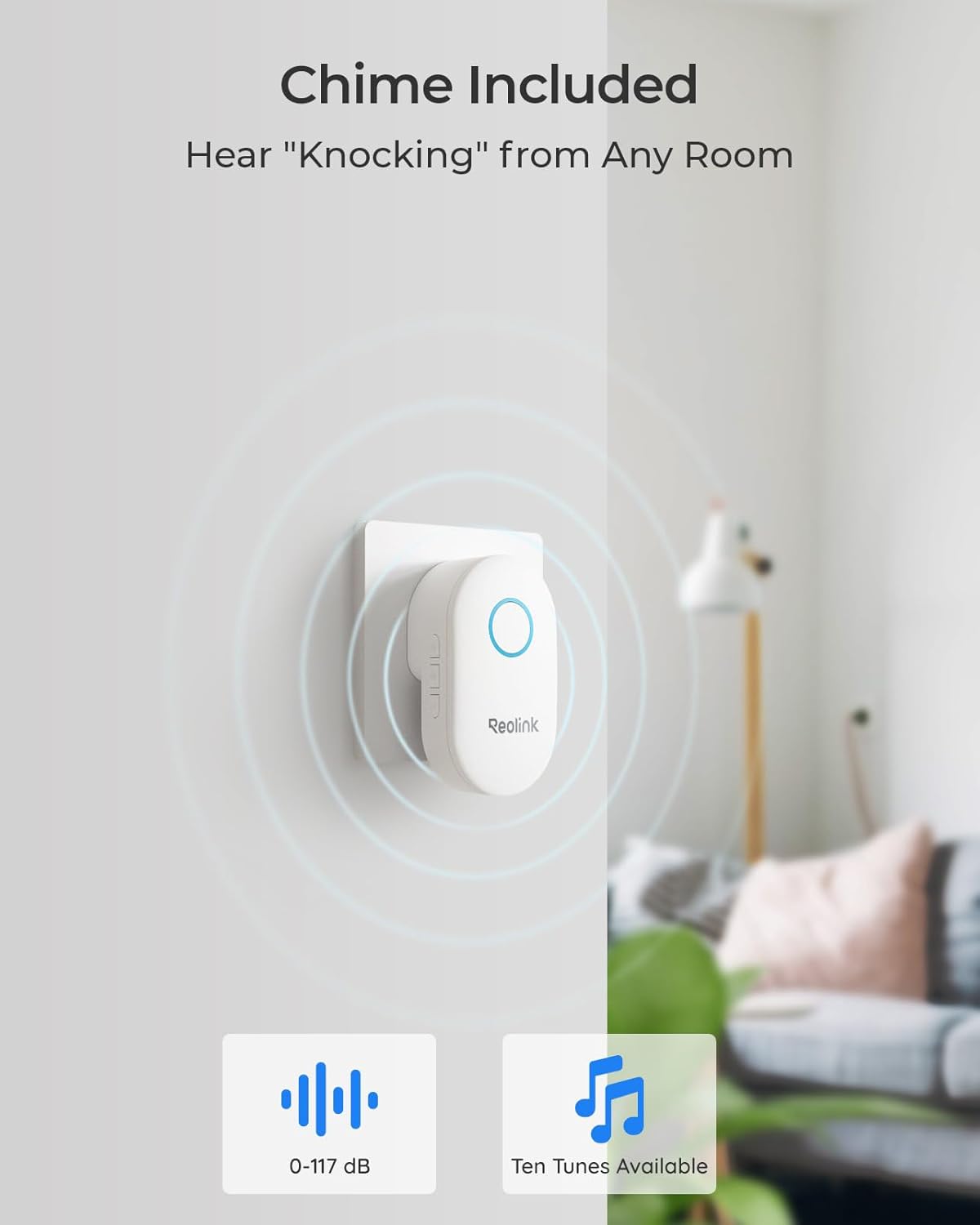 REOLINK Video Doorbell WiFi Camera (MINOR SCRATCH ON LENS)- -5mp  Outdoor, 2.4G WiFi, 4:3 Wide View Angle, Smart Detection, Local Storage, No Subscription Front Door Home Security, Customized Chime V2 (Without box scratches on body)