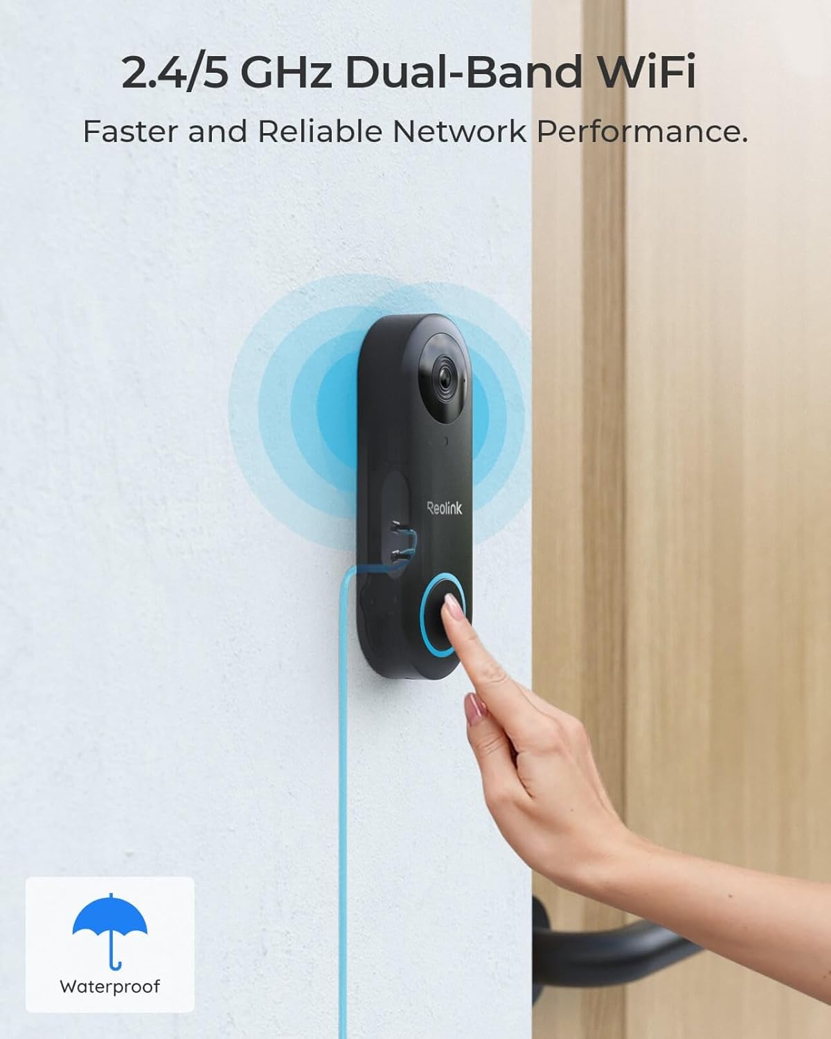 REOLINK Video Doorbell WiFi Camera (MINOR SCRATCH ON LENS)- -5mp  Outdoor, 2.4G WiFi, 4:3 Wide View Angle, Smart Detection, Local Storage, No Subscription Front Door Home Security, Customized Chime V2 (Without box scratches on body)