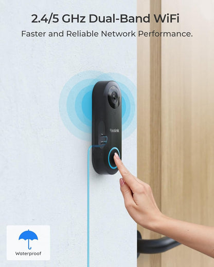 REOLINK Video Doorbell WiFi Camera (MINOR SCRATCH ON LENS)- -5mp  Outdoor, 2.4G WiFi, 4:3 Wide View Angle, Smart Detection, Local Storage, No Subscription Front Door Home Security, Customized Chime V2 (Without box scratches on body)