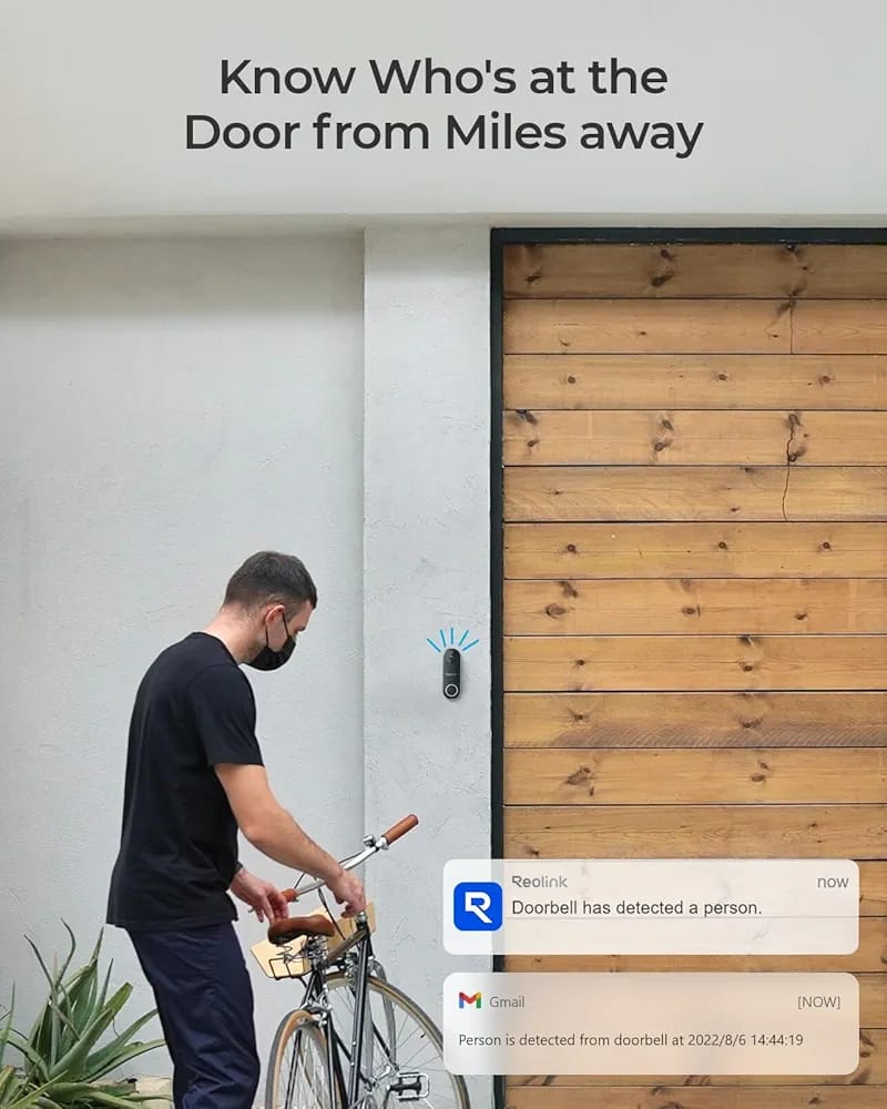 REOLINK Video Doorbell WiFi Camera (MINOR SCRATCH ON LENS)- -5mp  Outdoor, 2.4G WiFi, 4:3 Wide View Angle, Smart Detection, Local Storage, No Subscription Front Door Home Security, Customized Chime V2 (Without box scratches on body)