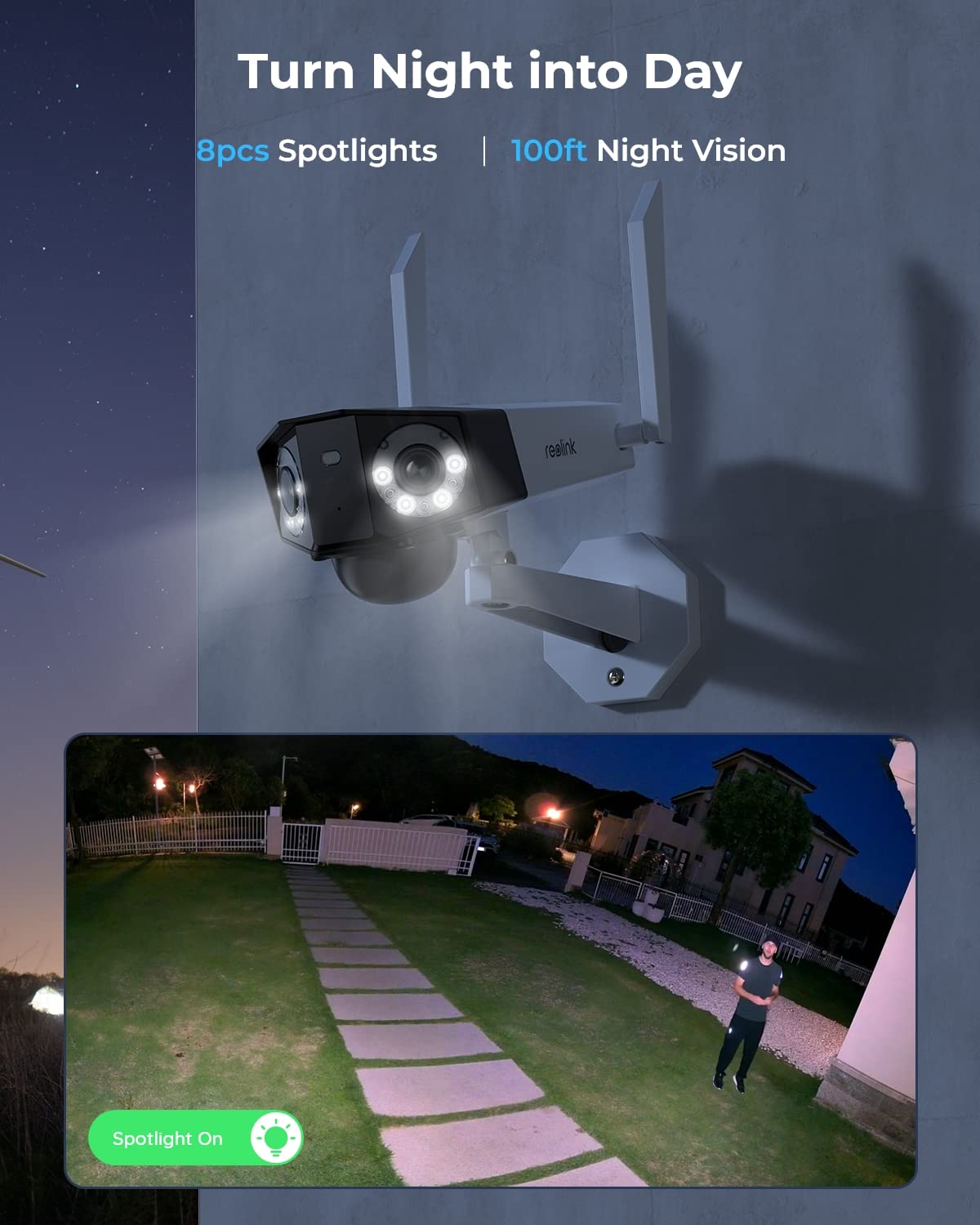 Reolink Duo 2 is a wireless camera with a 10400mAh rechargeable battery with solar panel, 8mp offering 4K UHD 180-degree panoramic view with a dual-lens system (Without box)
