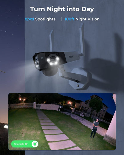 Reolink Duo 2 is a wireless camera with a 10400mAh rechargeable battery with solar panel, 8mp offering 4K UHD 180-degree panoramic view with a dual-lens system (Without box)