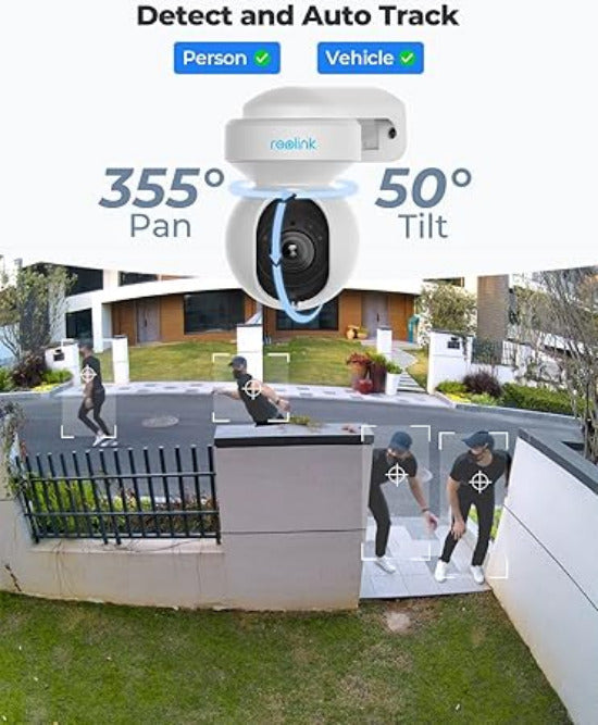 E1 OUTDOOR POE BY REOLINK 8MP POE CAMERA 360 ROTATEABLE AUTO TRACK 2WAY AUDIO COLOUR NIGHTVISION  (WITHOUT BOX) WITH STAND AND ADAPTER