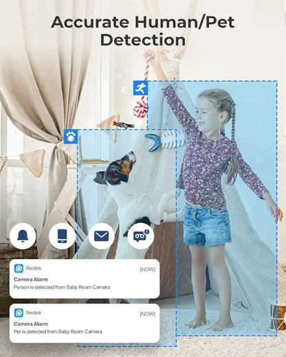 REOLINK E1 WIFI CAMERA (PACK OF 5 )3MP  Camera – 360° Baby  & Pet Monitor with Night Vision & 2-Way Audio WITHOUT BOX