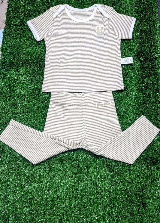 Skin Brown Striped Baby Shirt & Trousers Set – 100% Organic Cotton | Art No. CM0006-9