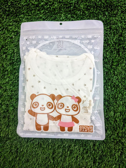 Brown Panda Baby Boy Romper – Full Sleeves, Half Bottom | 100% Organic Cotton | Art No. CM0004