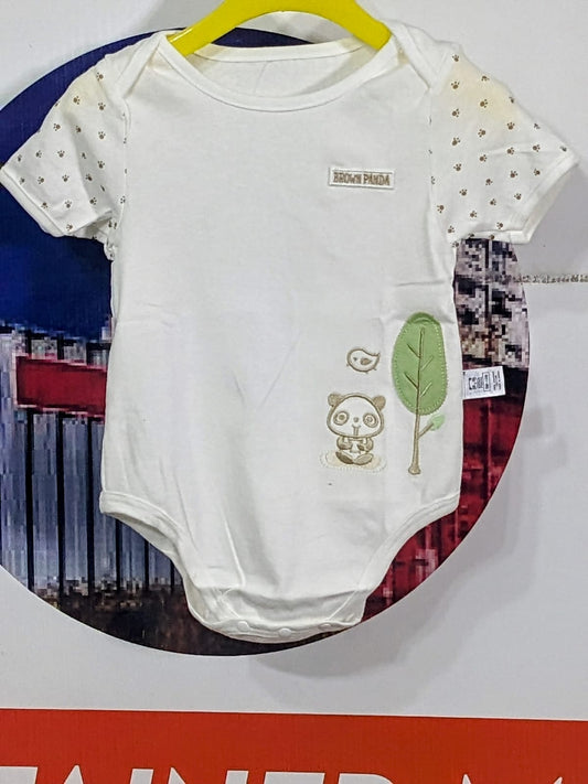 Brown Panda Baby Boy Romper – Half Sleeves | 100% Organic Cotton | Art No. CM0001