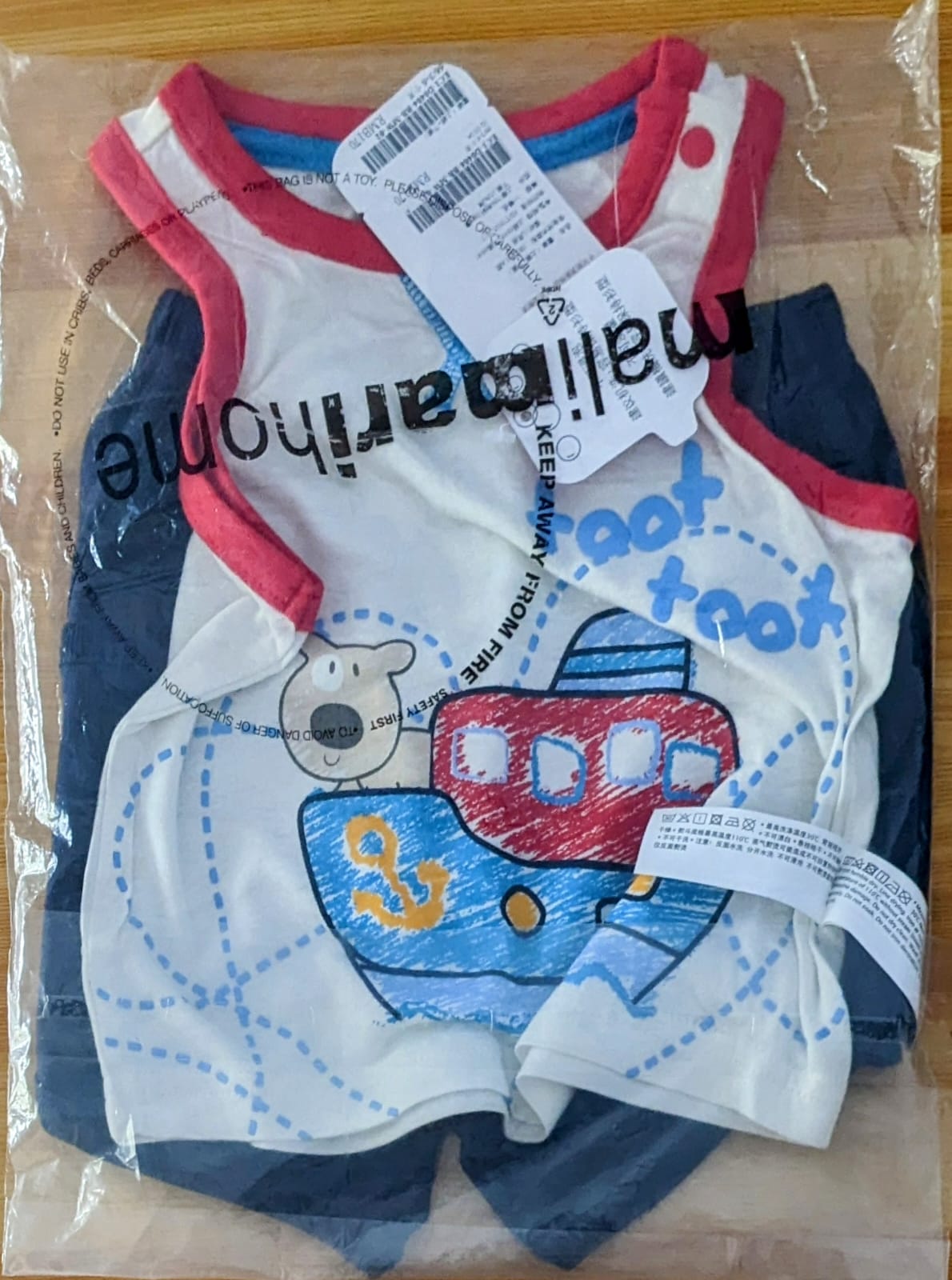 Navy Blue Shorts & Printed Sleeveless Shirt Set | Summer Baby Outfit | Art No. CM0023