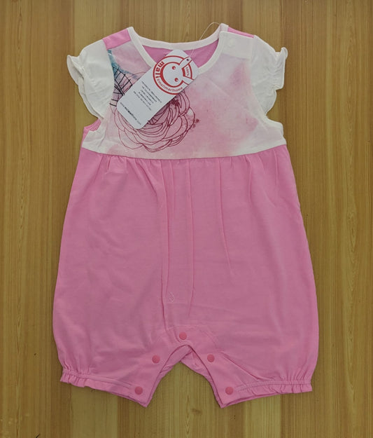 Pink Baby Romper – Half Sleeves | Organic Cotton | Art Number CM0029