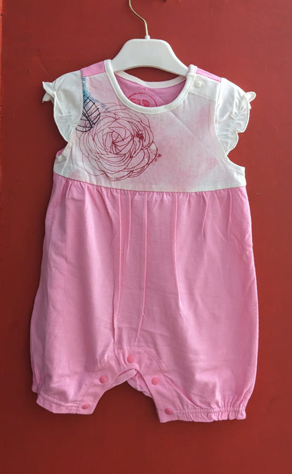 Pink Baby Romper – Half Sleeves | Organic Cotton | Art Number CM0029