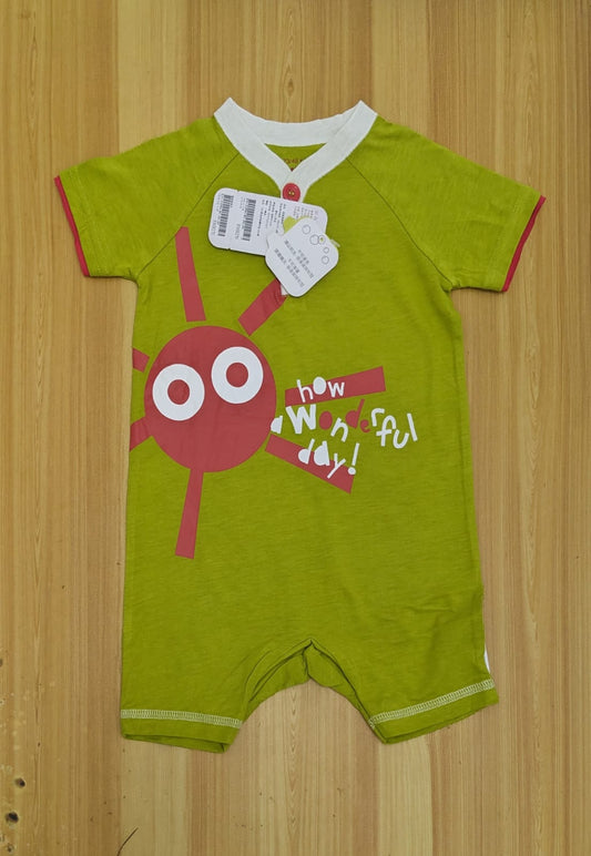 Green Baby Romper – Half Sleeves | Organic Cotton | Art Number CM0036