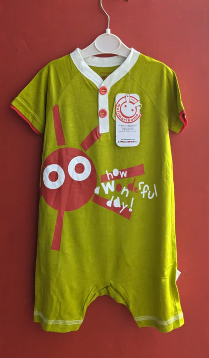Green Baby Romper – Half Sleeves | Organic Cotton | Art Number CM0036