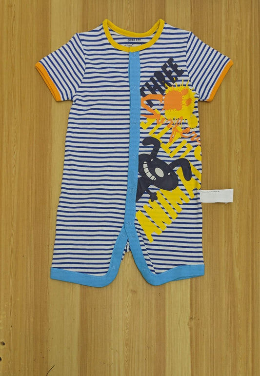 Blue Striped Baby Romper – Half Sleeves | Organic Cotton | Art Number CM0037