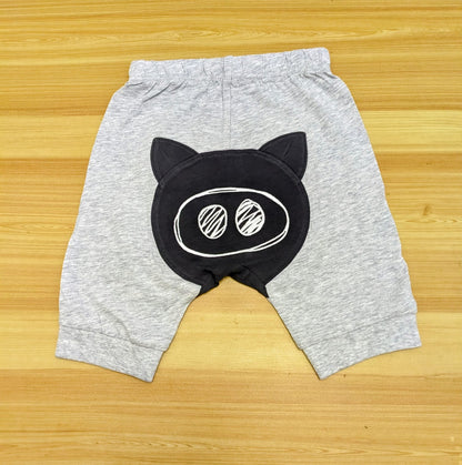 Grey Baby Shorts with Bear Patch – Soft Cotton | Art Number CM0039