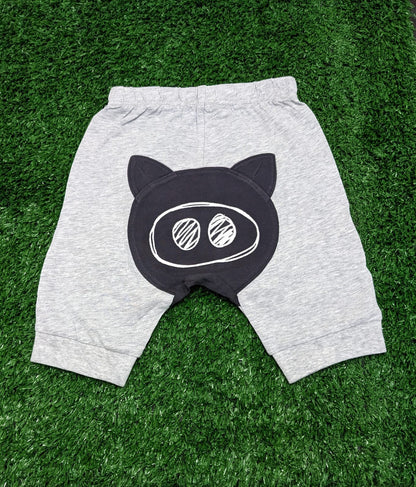 Grey Baby Shorts with Bear Patch – Soft Cotton | Art Number CM0039