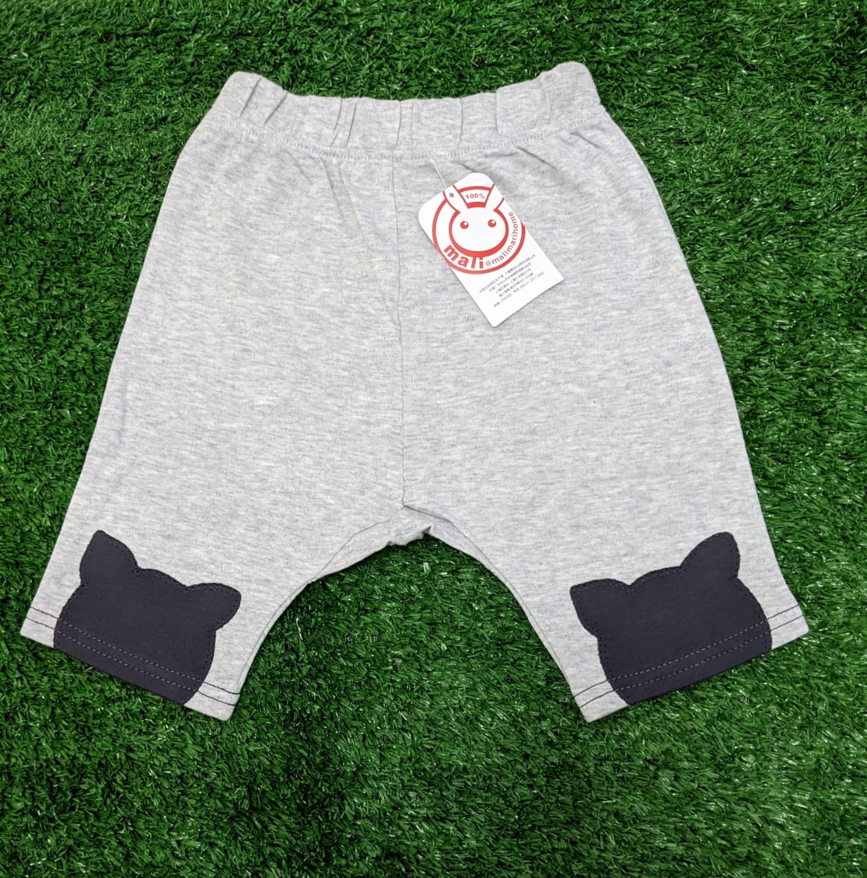 Grey Baby Shorts with Bear Patch – Soft Cotton | Art Number CM0039