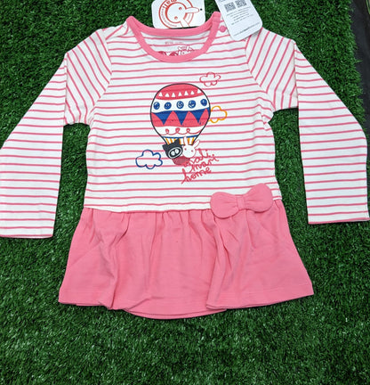 Pink Striped Baby Shirt – Full Frock Style | Organic Cotton | Art No. CM0041