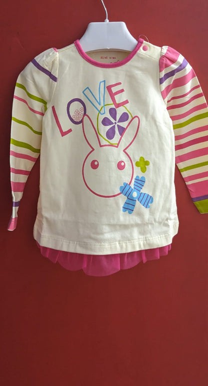 Skin-Colored Frock Style Baby Shirt with "Love" Design | Organic Cotton | Art No. CM0043