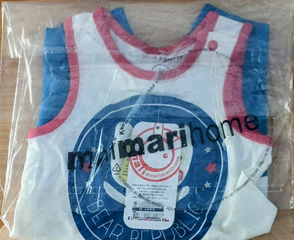 White & Blue Sleeveless Baby Romper | Organic Cotton | Art No. CM0044