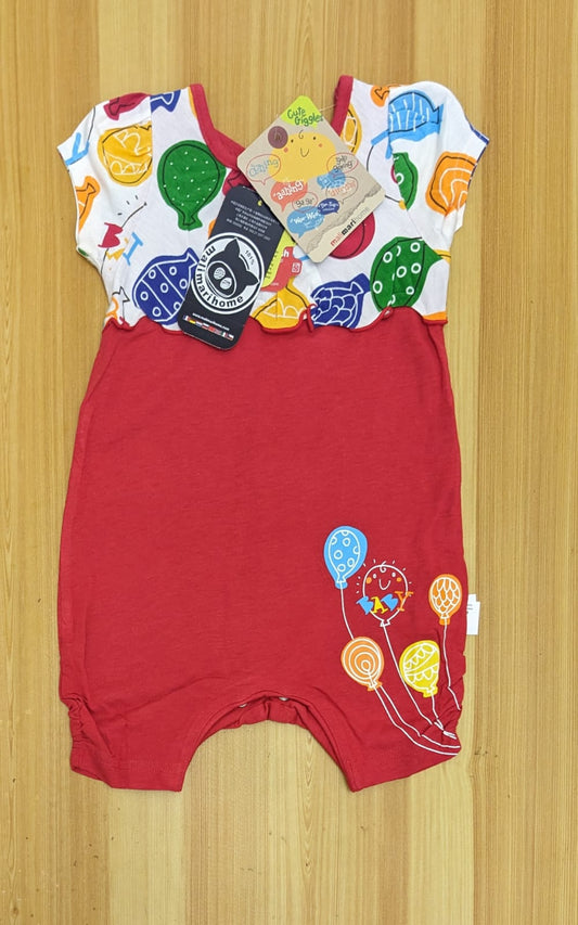 Red Baby Girl Romper – Half Sleeves | Organic Cotton | Art No. CM0046