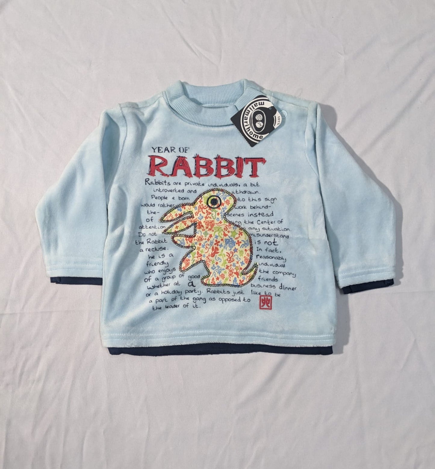 Baby Sweatshirt – Year of the Rabbit Print | Soft Double Cotton Full Sleeve Top | CM0079