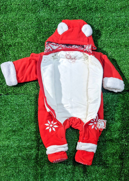 Baby Full Body Romper with Hood – Double Cotton & Polyester Lined | Warm Infant Hoodie Suit | CM0086