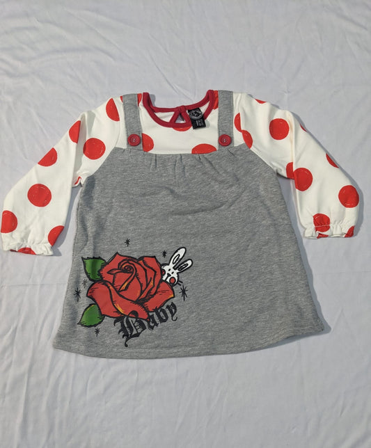 Full Sleeve Grey Shirt with Red Dots – Double Cotton Fabric | CM0091
