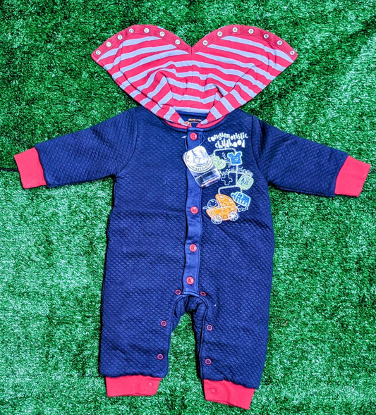 Full Sleeves Baby Romper with Hoodie | Double Layered Winter Wear | Art No. CM0100