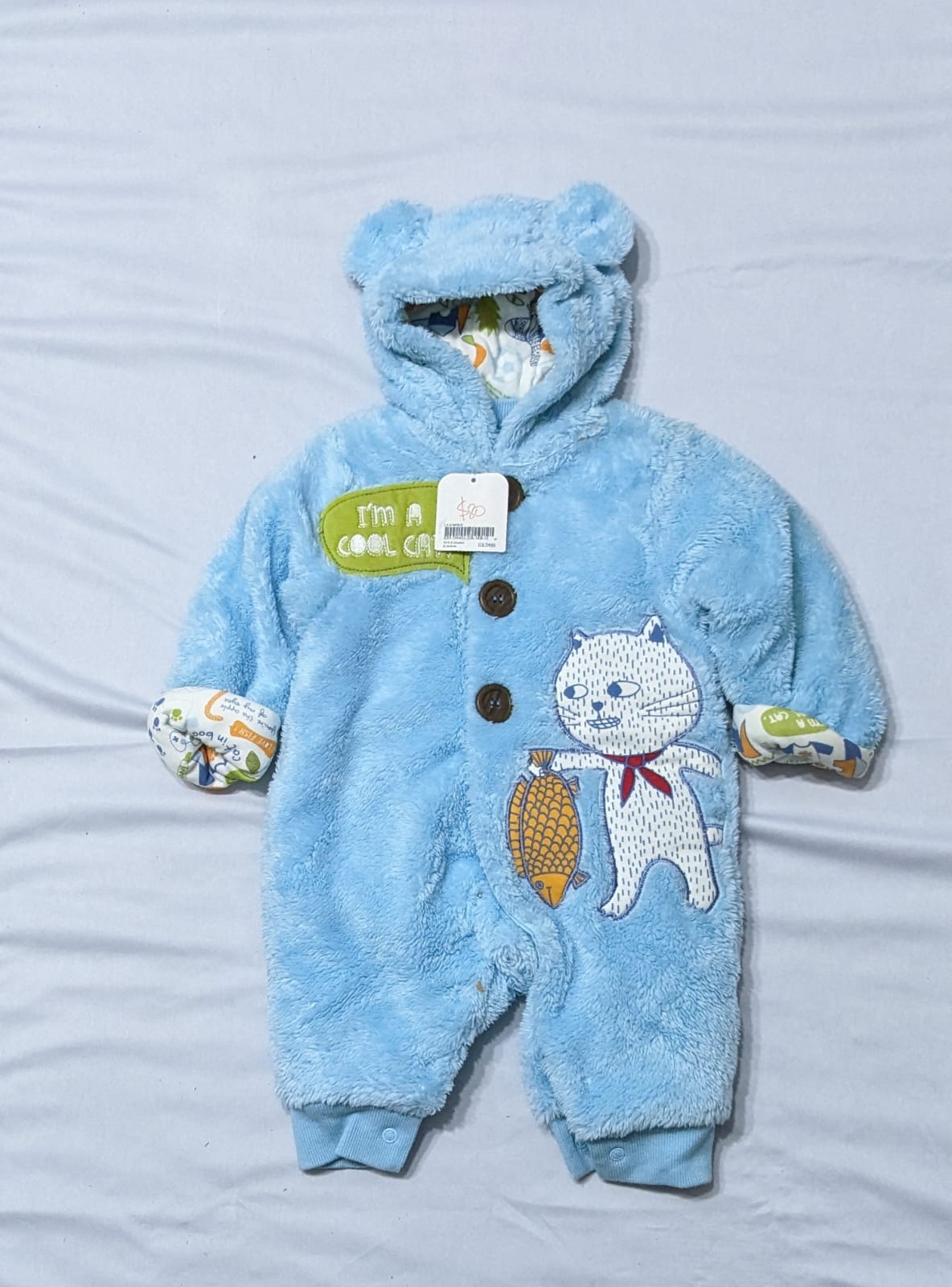 Full Sleeves Baby Romper | Double Cotton with Outer Fur | Full Body Winter Wear | Art No. CM0131