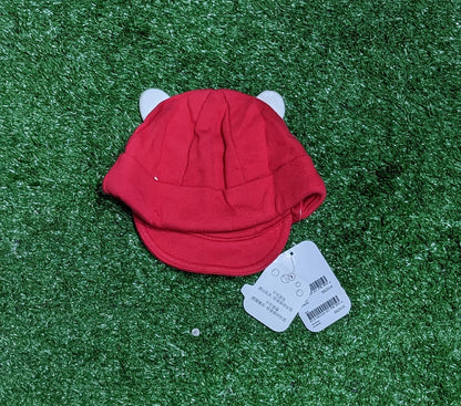Red Baby Cap with White Rabbit Design | Soft & Warm Winter Cap | Art No. CM0137