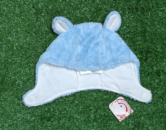 Rabbit Style Blue Baby Cap | Double Cotton with Outer Fur & Full Ear Cover | Art No. CM0145