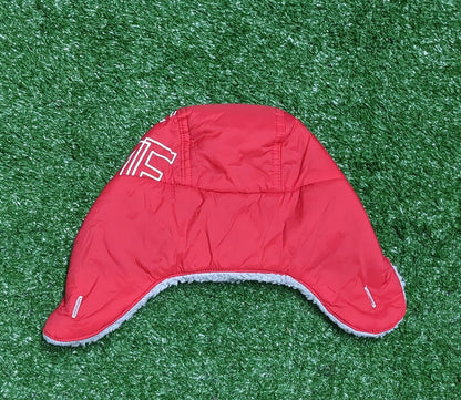 Red & Light Grey Full Ear Baby Cap | Outer Parachute Fabric | Art No. CM0149