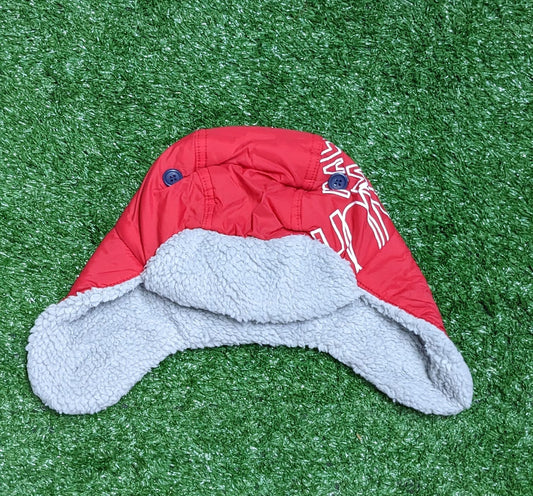 Red & Light Grey Full Ear Baby Cap | Outer Parachute Fabric | Art No. CM0149