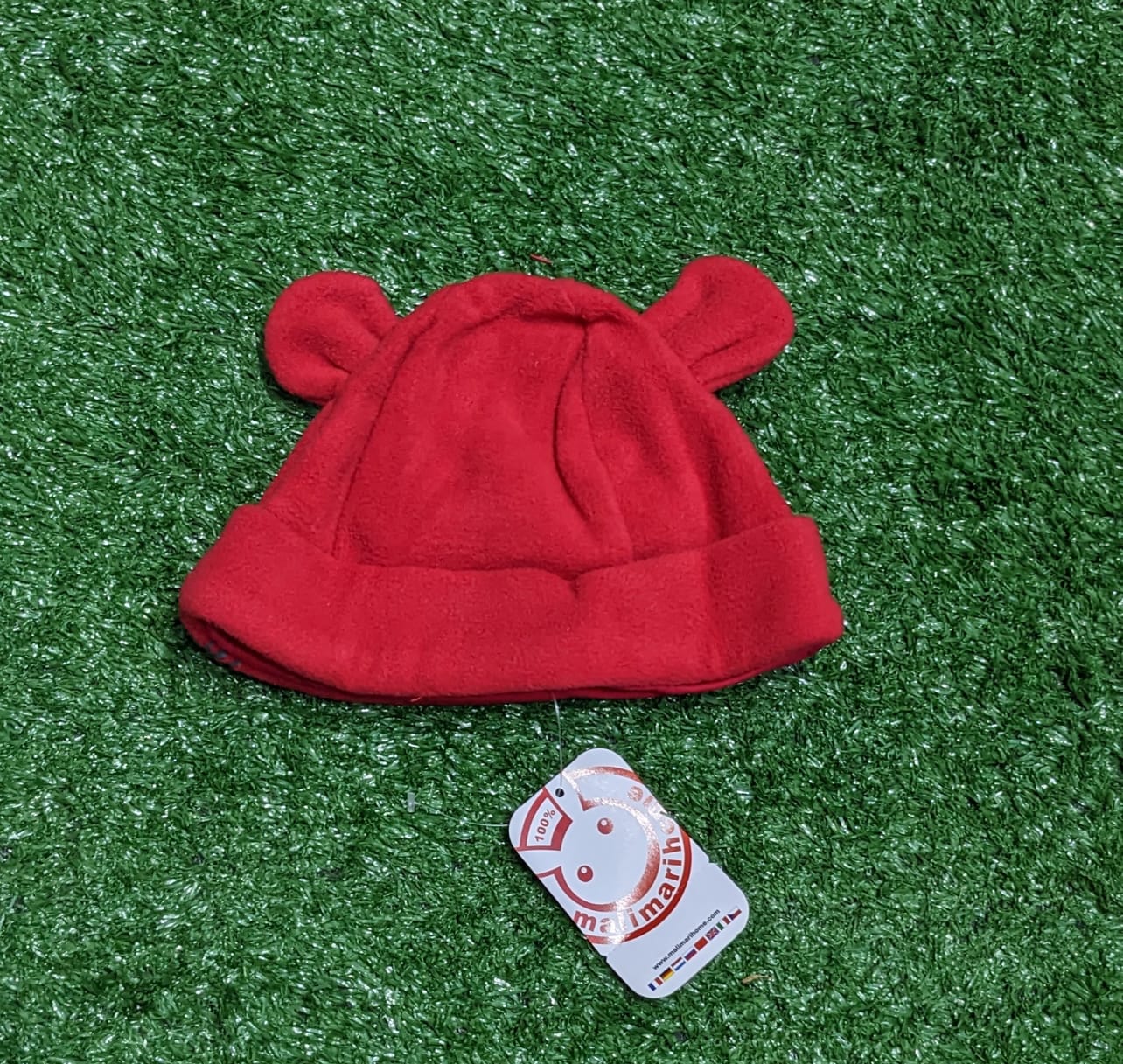 Red Baby Cap with Ear Covers | Double Cotton Winter Cap | Art No. CM0152