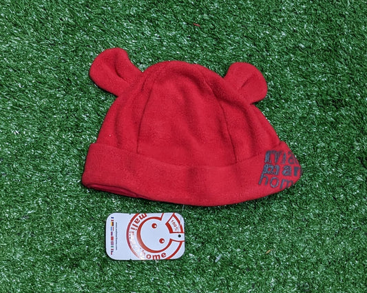 Red Baby Cap with Ear Covers | Double Cotton Winter Cap | Art No. CM0152