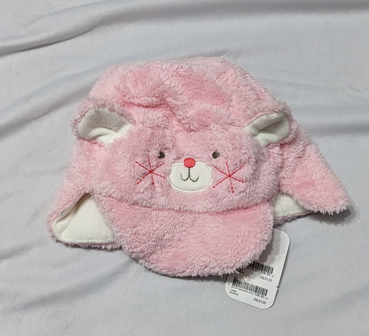 Pink Baby Cap with Rabbit Design | Double Cotton with Outer Fur | Art No. CM0153