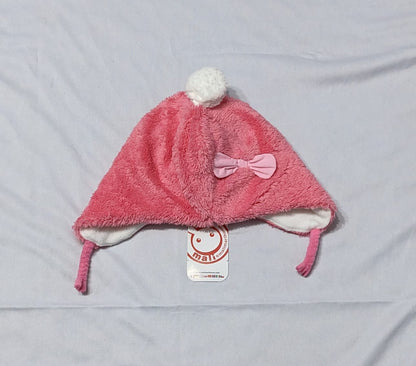 Pink Baby Cap with Bow | Double Cotton with Outer Fur | Art No. CM0154