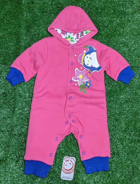 Pink Full Body Baby Romper with Hoodie | Double Cotton & Polyester Filled | Art No. CM0158