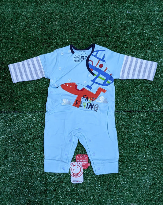 Grey Baby Romper with White Lining Sleeves | Full Sleeves & Full Body Coverage | Art No. CM0184