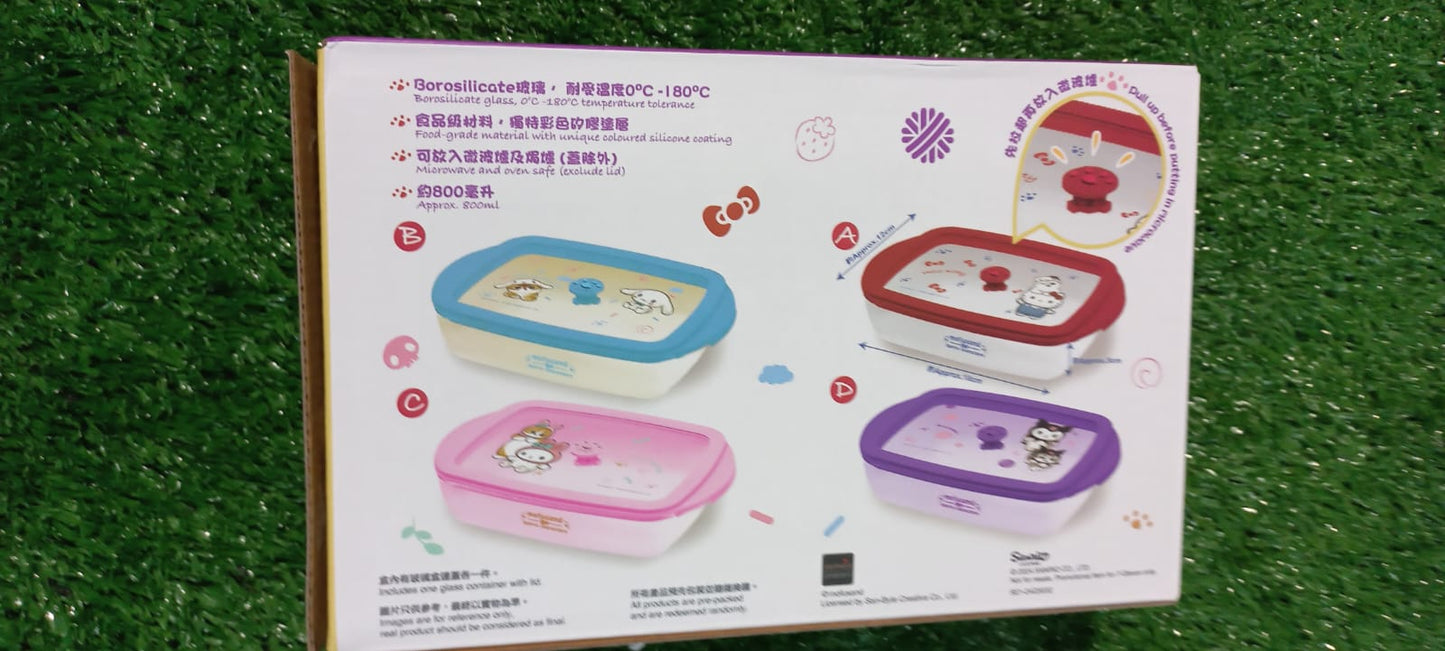 Hello Kitty Airtight Food Container | 800ml Borosilicate Glass | Microwave & Oven Safe