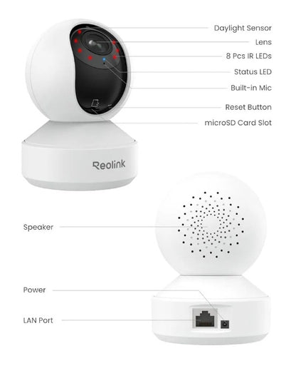 Reolink E1 ZOOM AUTO TRACKING 5mp 360• wifi camera 2 way audio 3x optical zoom motion detection ir night vision Control with mobile app WITHOUT BOX