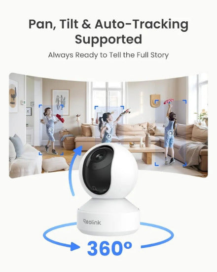 REOLINK E1 PRO AUTO TRACK 360 MOVEABLE  MOTION DETECTION Indoor Security Camera, 4MP Plug-in Pet Camera WITHOUT BOX