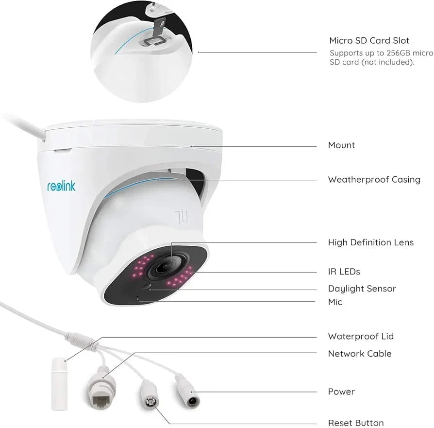 Reolink RLC-822A 8MP PoE Dome Camera – 3× Optical Zoom, IR Night Vision WITHOUT BOX